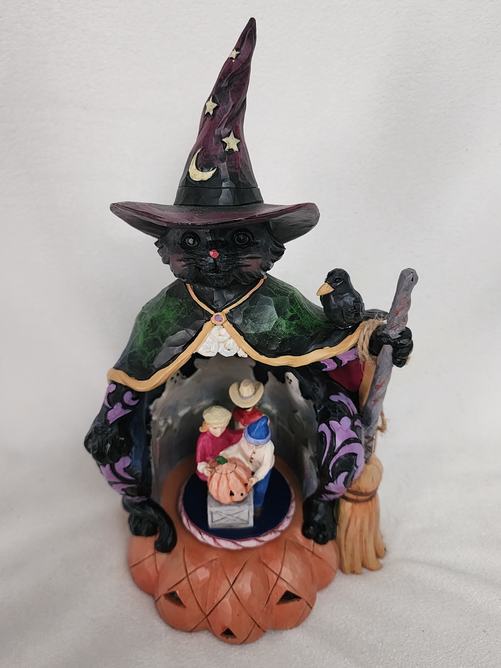 Black Cat Witch Figurine LIGHTUP ROTATING PEOPLE - Home Accent
